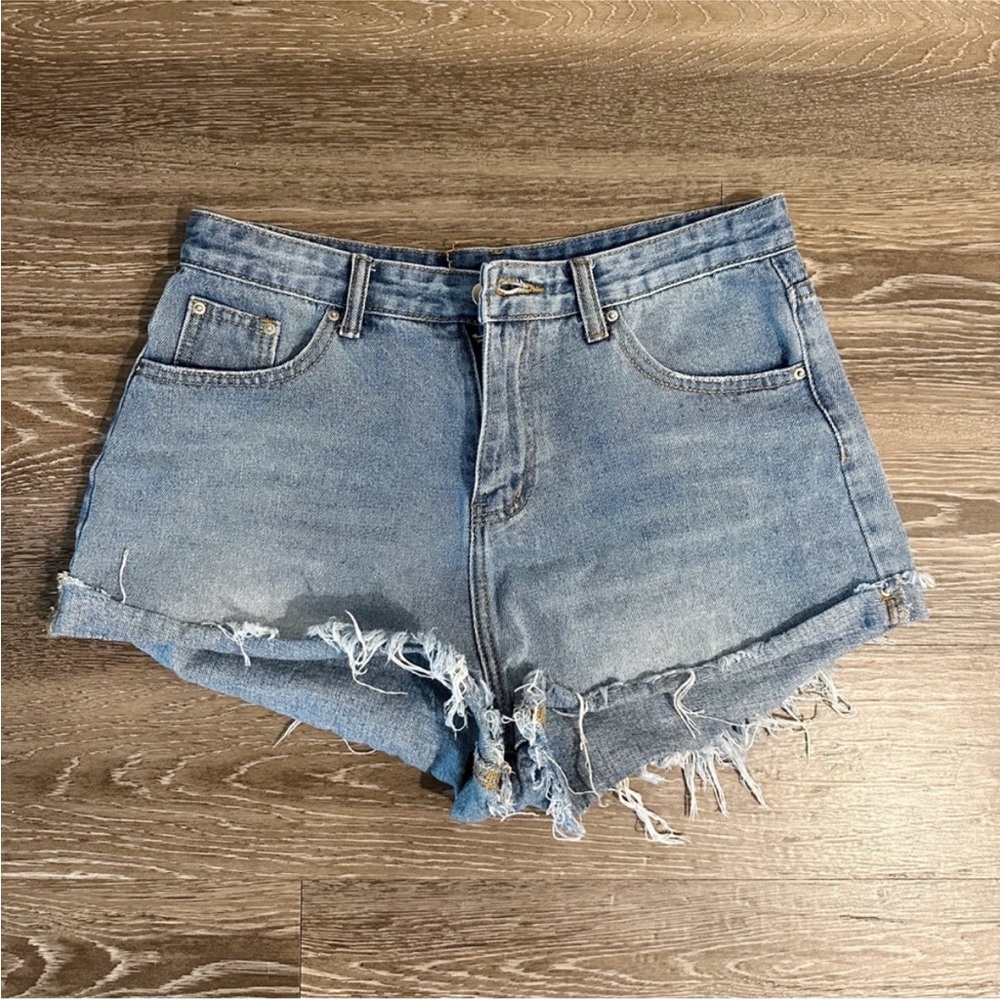 SHEIN Blue Distressed Jean Shorts